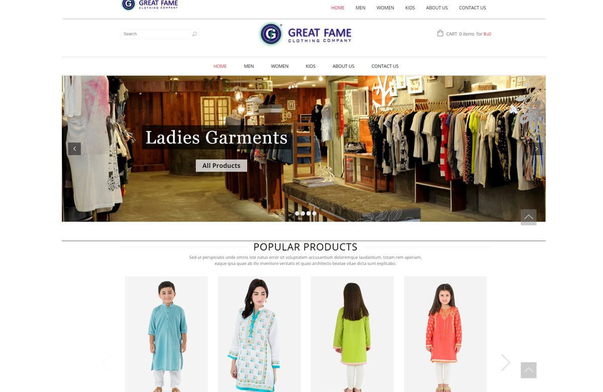 Great fame Clothing Co. - Web Application Project